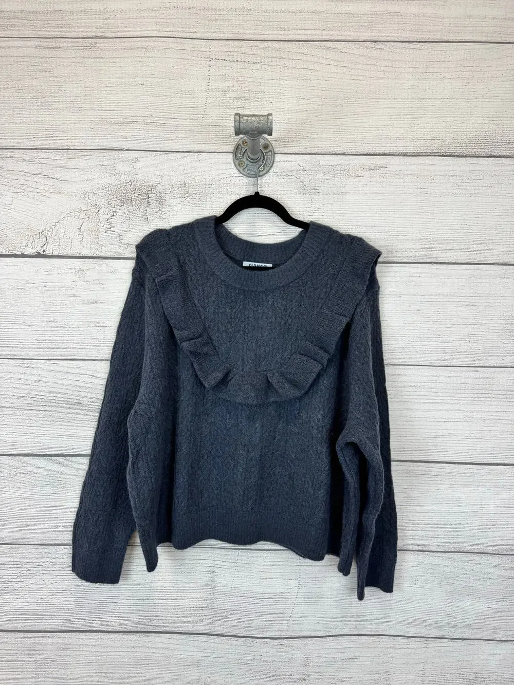 Old Navy Plus Size Blue Ruffle Knit Relaxed Sweater Size 3X